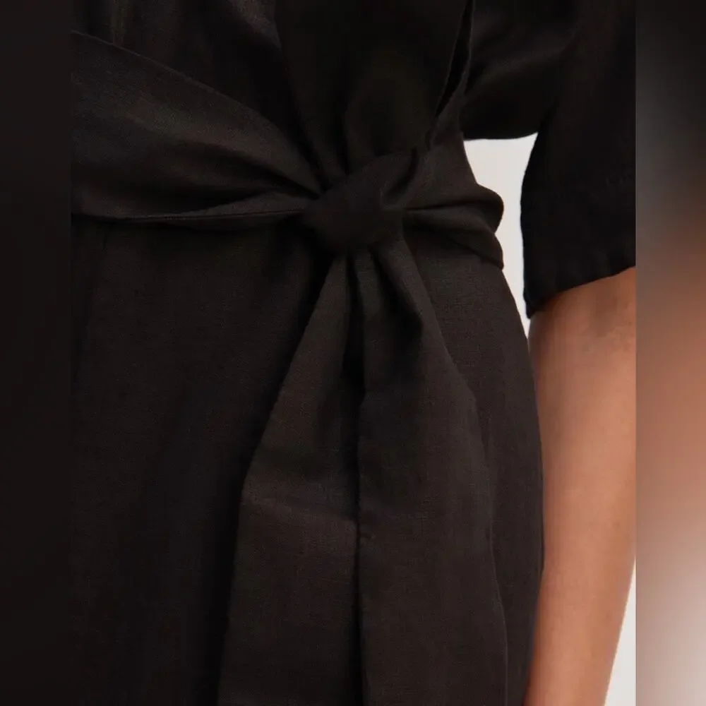 Everlane Black Linen Wrap Jumpsuit Size 2 NWOT Minimalist One Piece Sustainable